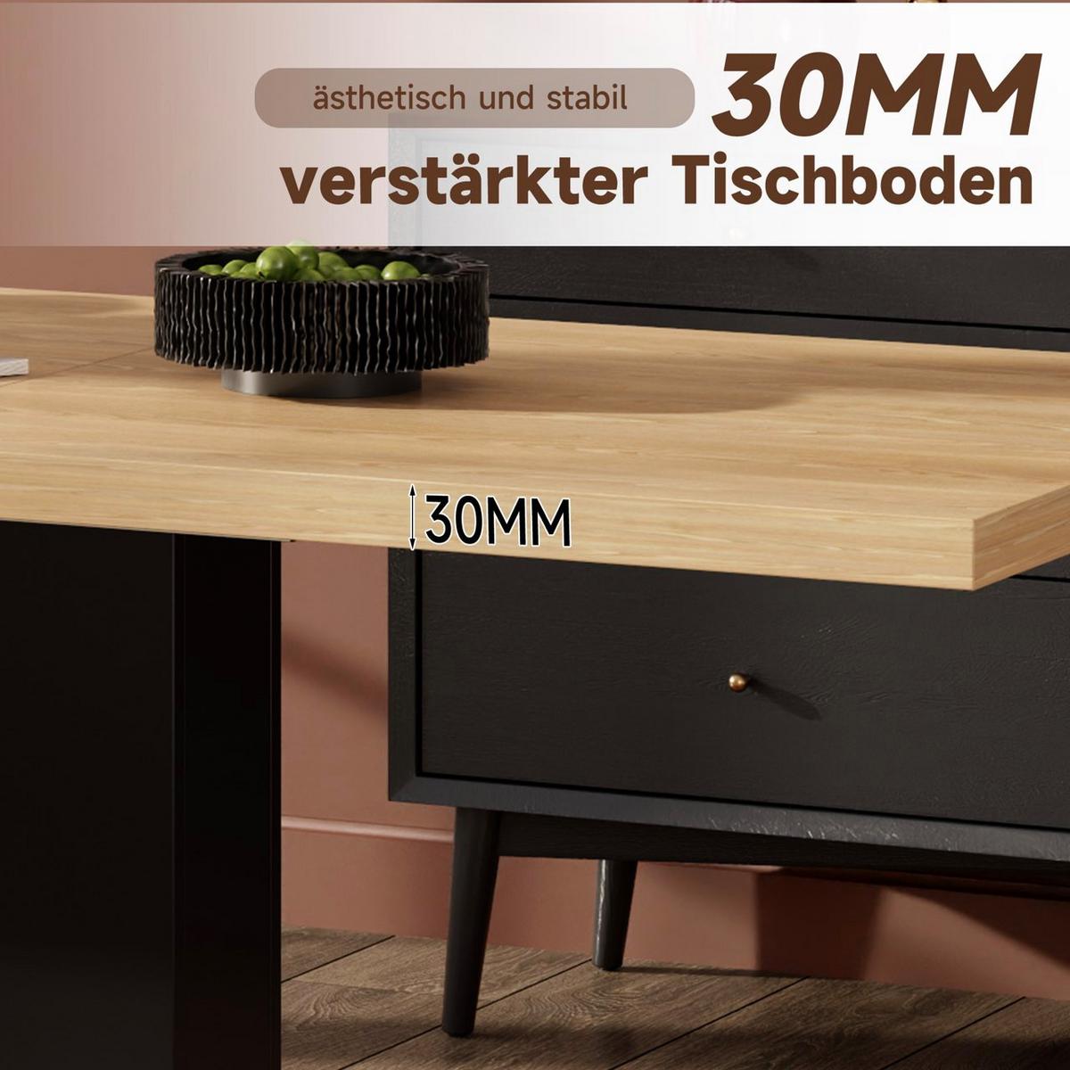 ESSTISCH ausziehbarer holzoptik 140 bis 180 cm, säulengestell für 6-8 personen - Naturfarben, Holzwerkstoff (70/180/75cm) - Urban Meuble