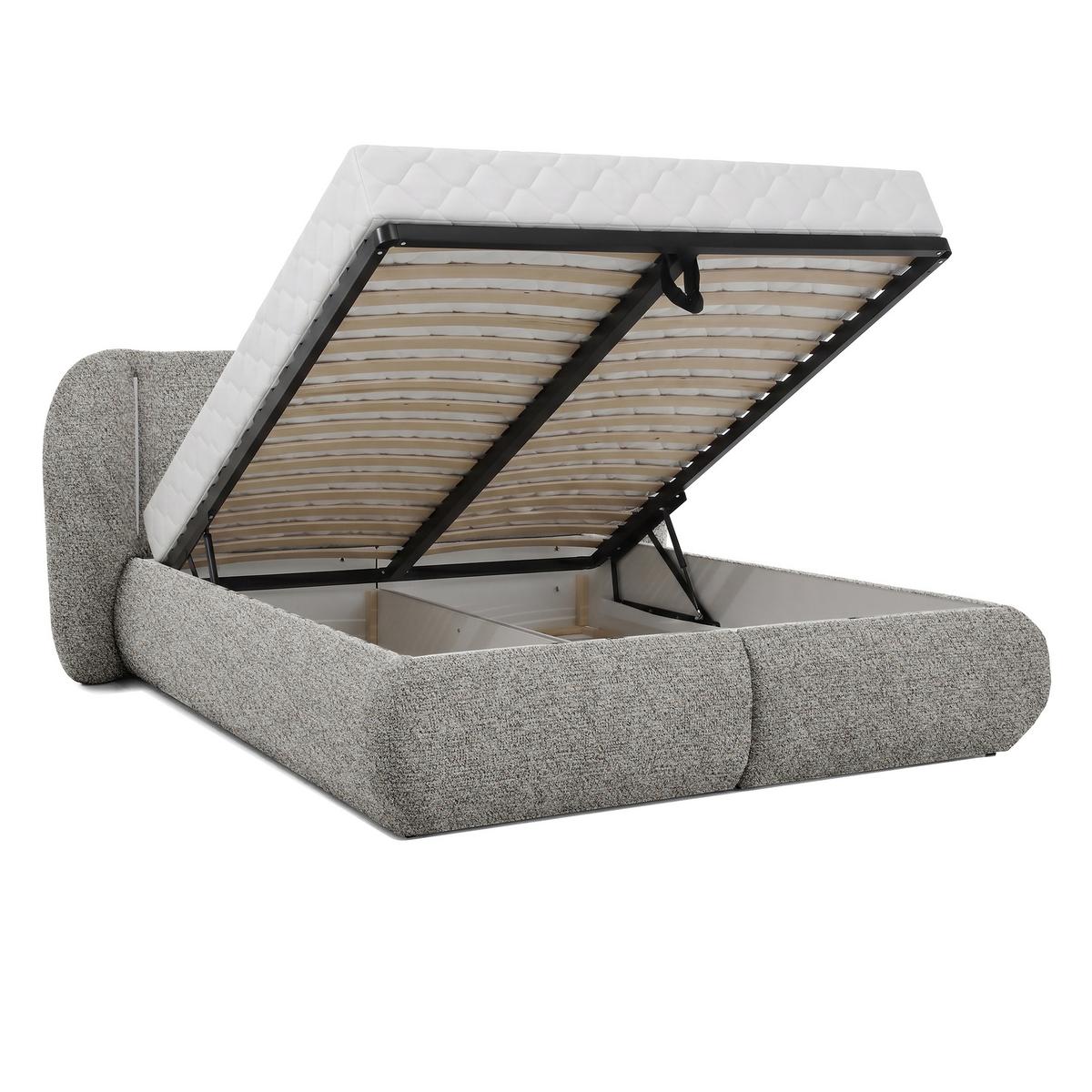 POLSTERBETT Corfu, LED-Beleuchtung, Bettkasten und Taschenfedernmatratze 26 cm, 160x200, Grau - Grau, Textil (160/200cm) - Beautysofa