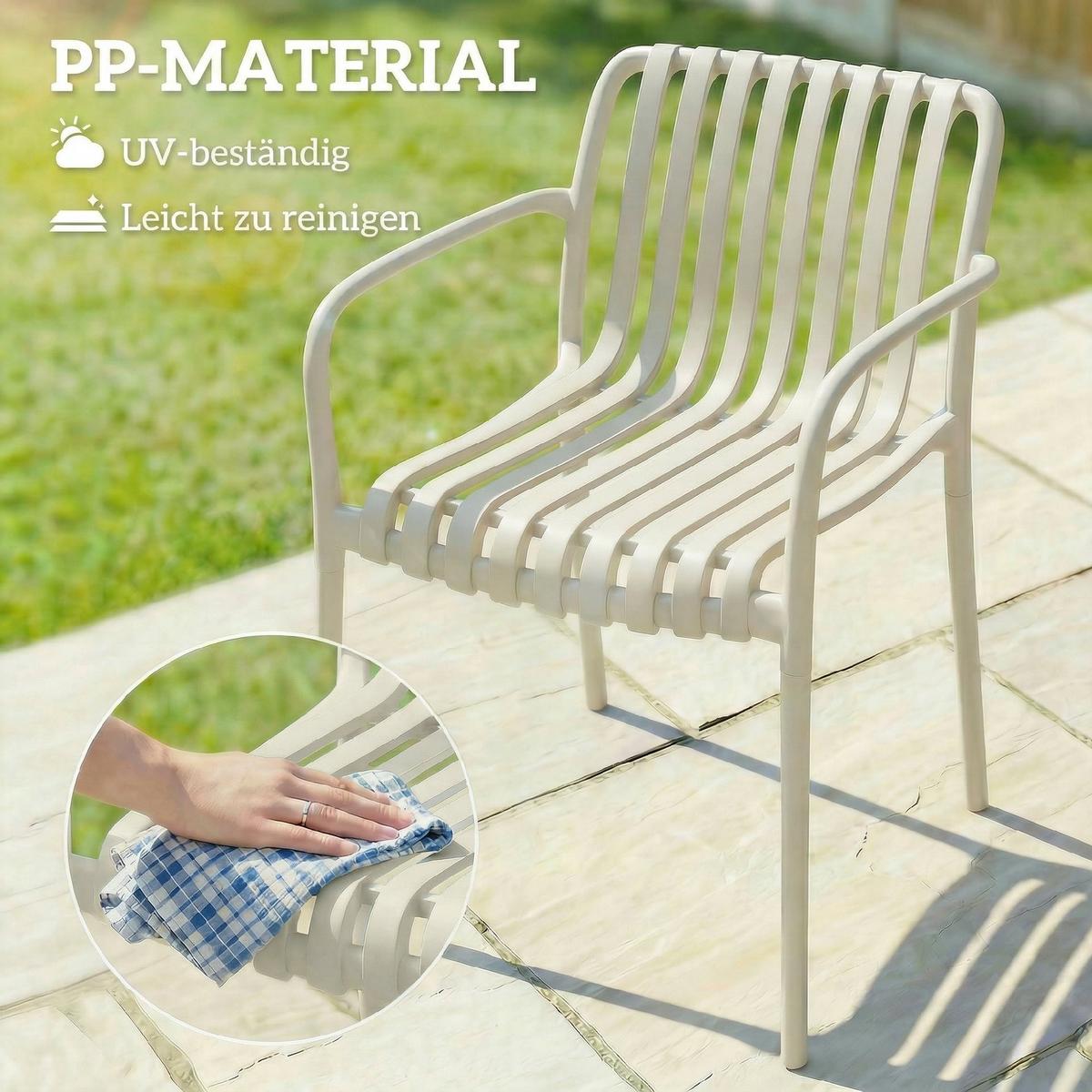 GARTENSTÜHLE 4er Set Kunststoff Cremeweiß - Creme, Kunststoff (55/81.5/58.5cm) - Outsunny