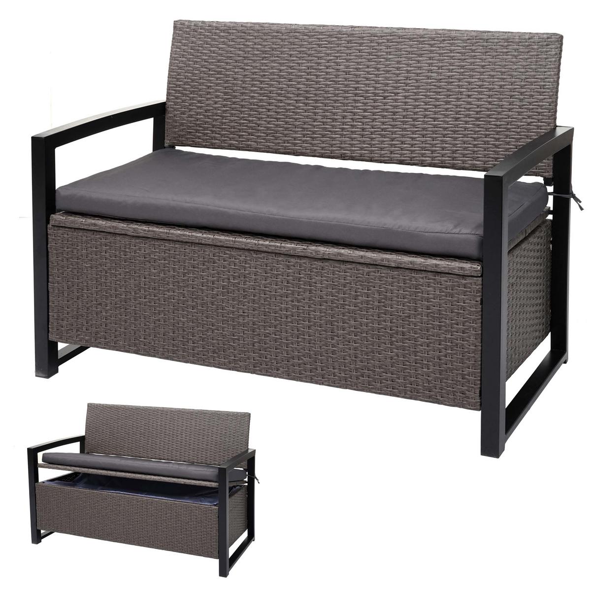 POLY-RATTAN 2ER SITZBANK Hellgrau, Grau - Hellgrau/Grau, Kunststoff (117/87/57cm) - MCW