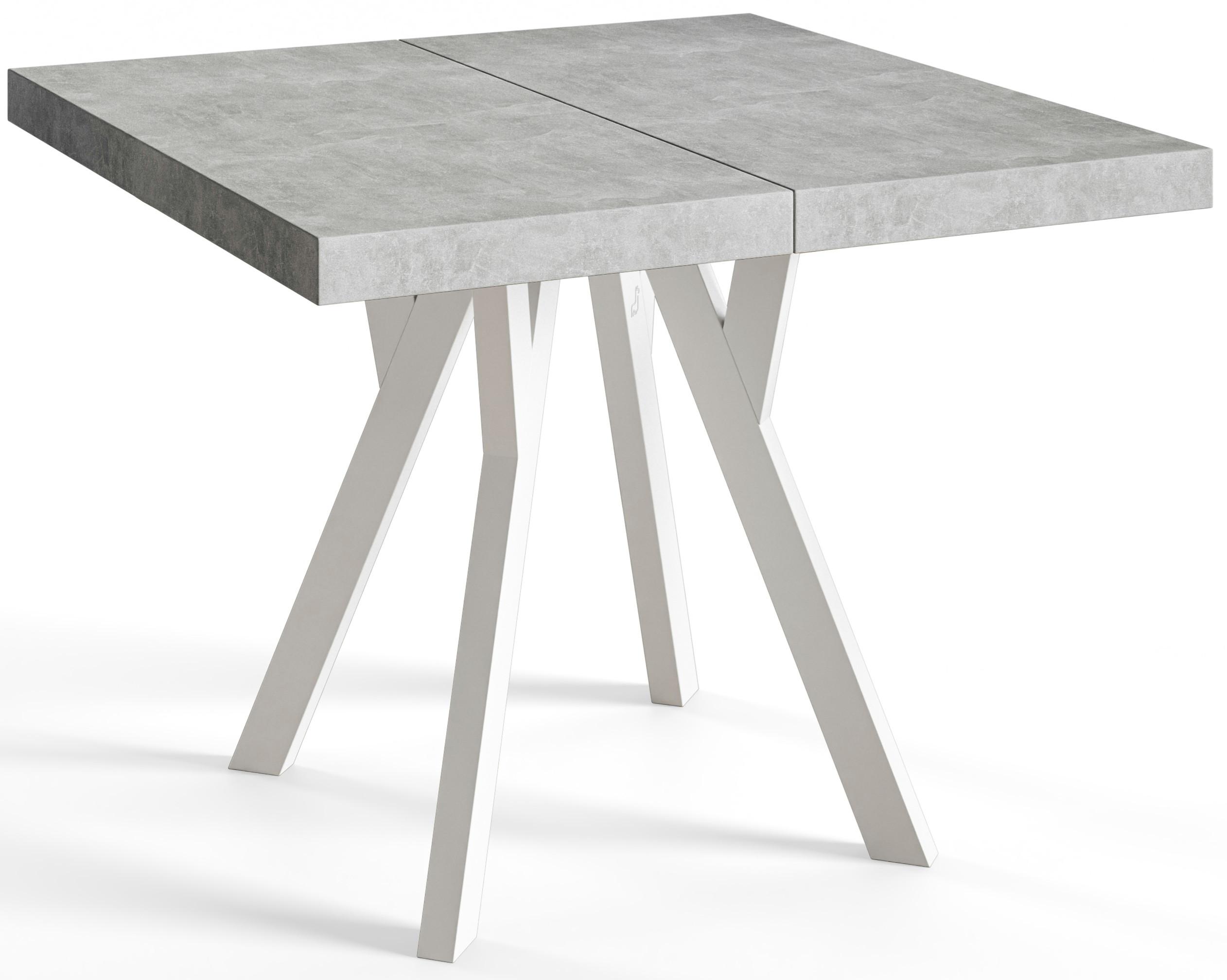 QUADRATISCHER Esstisch ausziehbar – Moderner Wohnzimmertisch und Küchentisch – Tisch mit Holzbeinen, Durchmesser 120 cm - 220 cm - Farbe Graphit - Weiß/Grau, Holzwerkstoff (120/120/77cm) - Alpi-Möbel