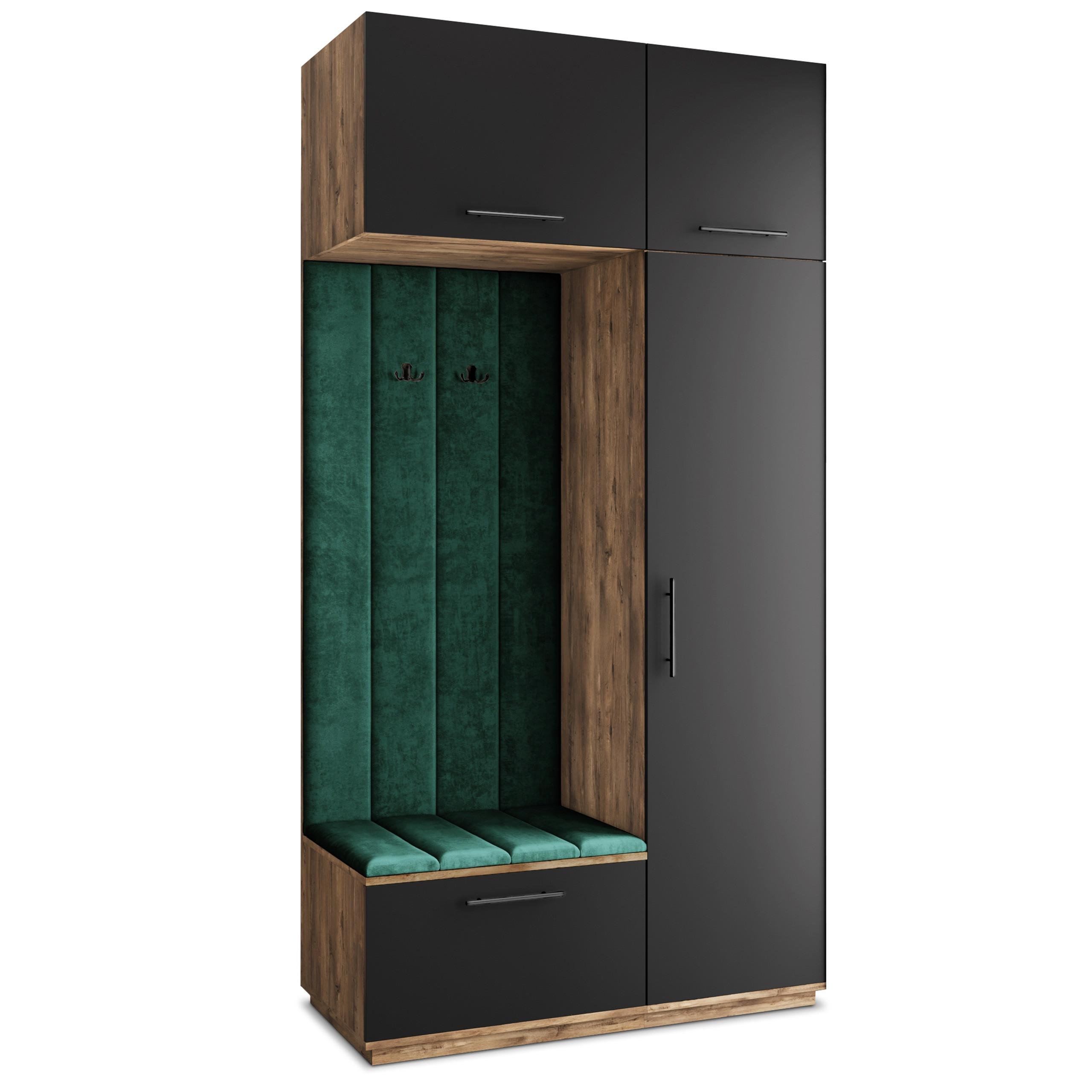 GARDEROBENSCHRANK REMA 120/240/60 cm Modern Garderobe-Set Eiche Lefkas - Eichefarben/Schwarz, Holzwerkstoff (120/240/60cm) - MASSENO