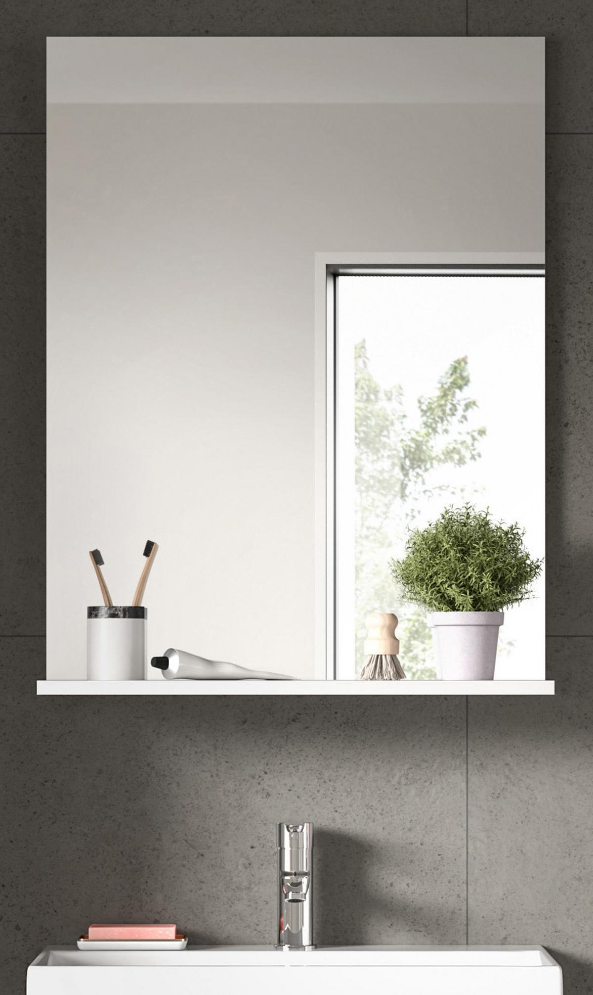 SPIEGEL weiß 60 x 79 cm, Wandspiegel mit Ablage - Weiß Hochglanz, Holzwerkstoff (60/79/18cm) - Inn.Furn
