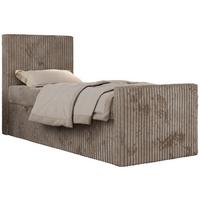 JUGENDBETT TILIO DUO 90/200 - Hellbraun Cord - H3 - Links Seite - Hellbraun, Textil (90/200cm) - MKS