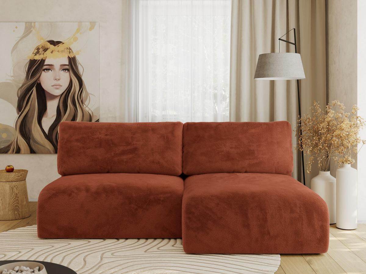 ECKSCHLAFSOFA VIVO L Orange Plüsch - rechts - Schwarz/Orange, Kunststoff/Textil (150/223cm) - MKS