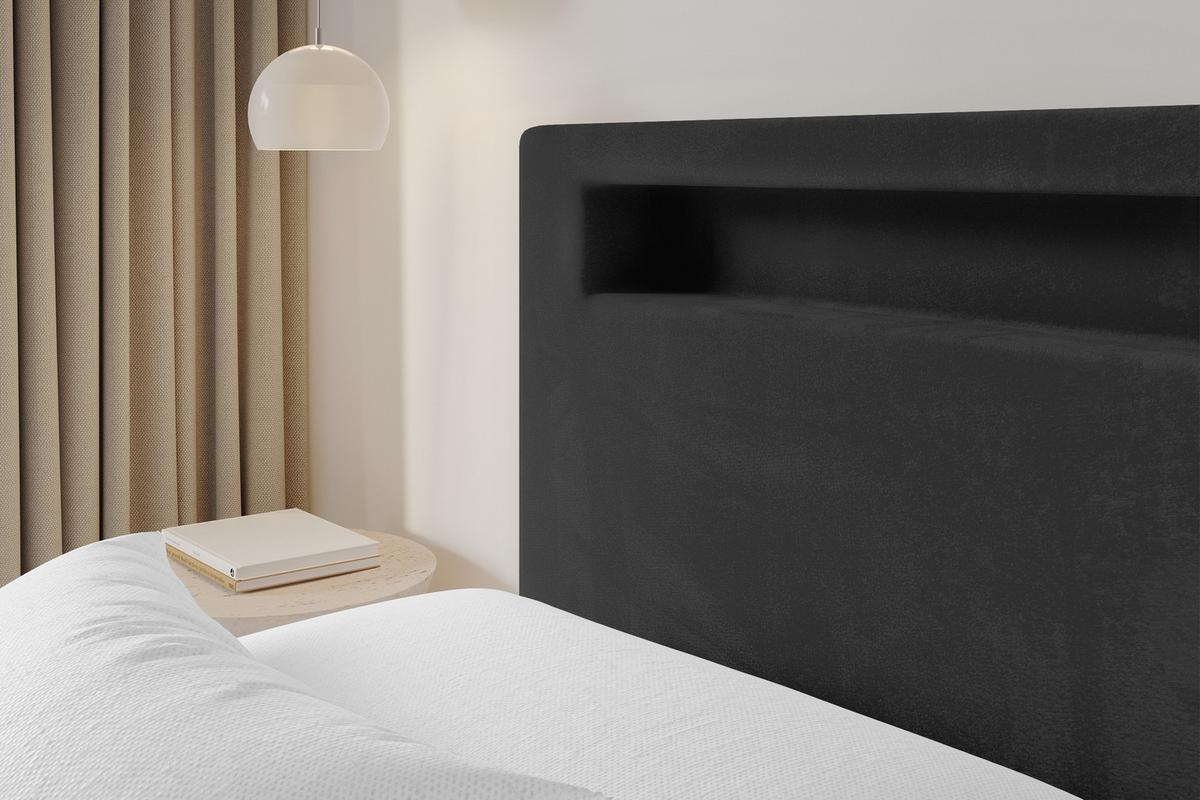 POLSTERBETT mit Bettkasten und Lattenrost, Boxbett ohne Matratze - GOLA 140x200 Schwarz - Schwarz, Holzwerkstoff/Textil (140/200cm) - ALTDECOR