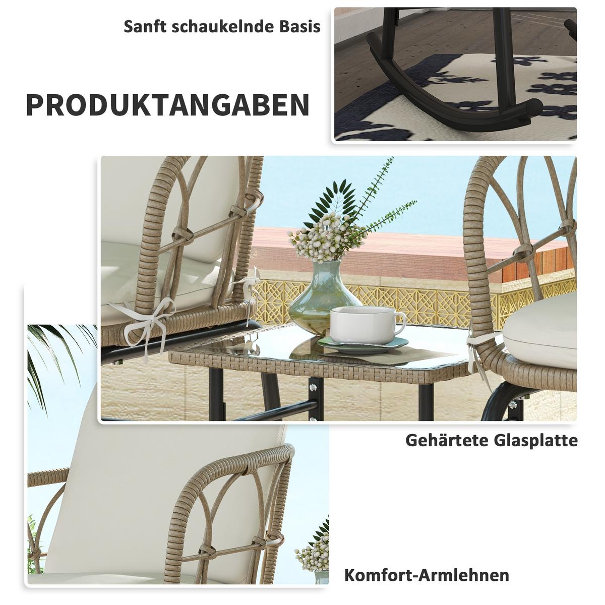 GARTENMÖBEL Set, Stahl, PE, Gelb+Creme - Gelb, Metall - Outsunny