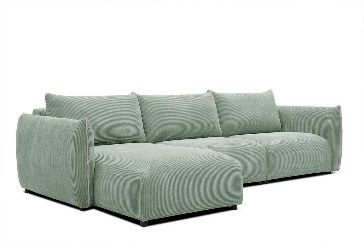 ECKSOFA TAUER 5-Sitzer, mintgrün - Schwarz/Mintgrün, Holzwerkstoff/Kunststoff (173/294cm) - Wozimo