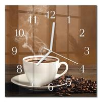 WANDUHR aus Glas 30x30 cm - Kaffee - Braun, Glas (30/30/0.4cm) - TULUP