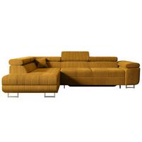 ECKSOFA mit Schlaffunktion und Bettkasten GUSA-L 272x202x107 cm Senfgelb Cord - Gelb/Silberfarben, Holzwerkstoff/Textil (202/272cm) - ALTDECOR