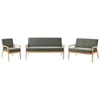 SOFA-SET 6-Sitzer Stoff Hellbraun/Grün Esrum - Hellbraun/Braun, Textil (151/79/72cm) - Beliani