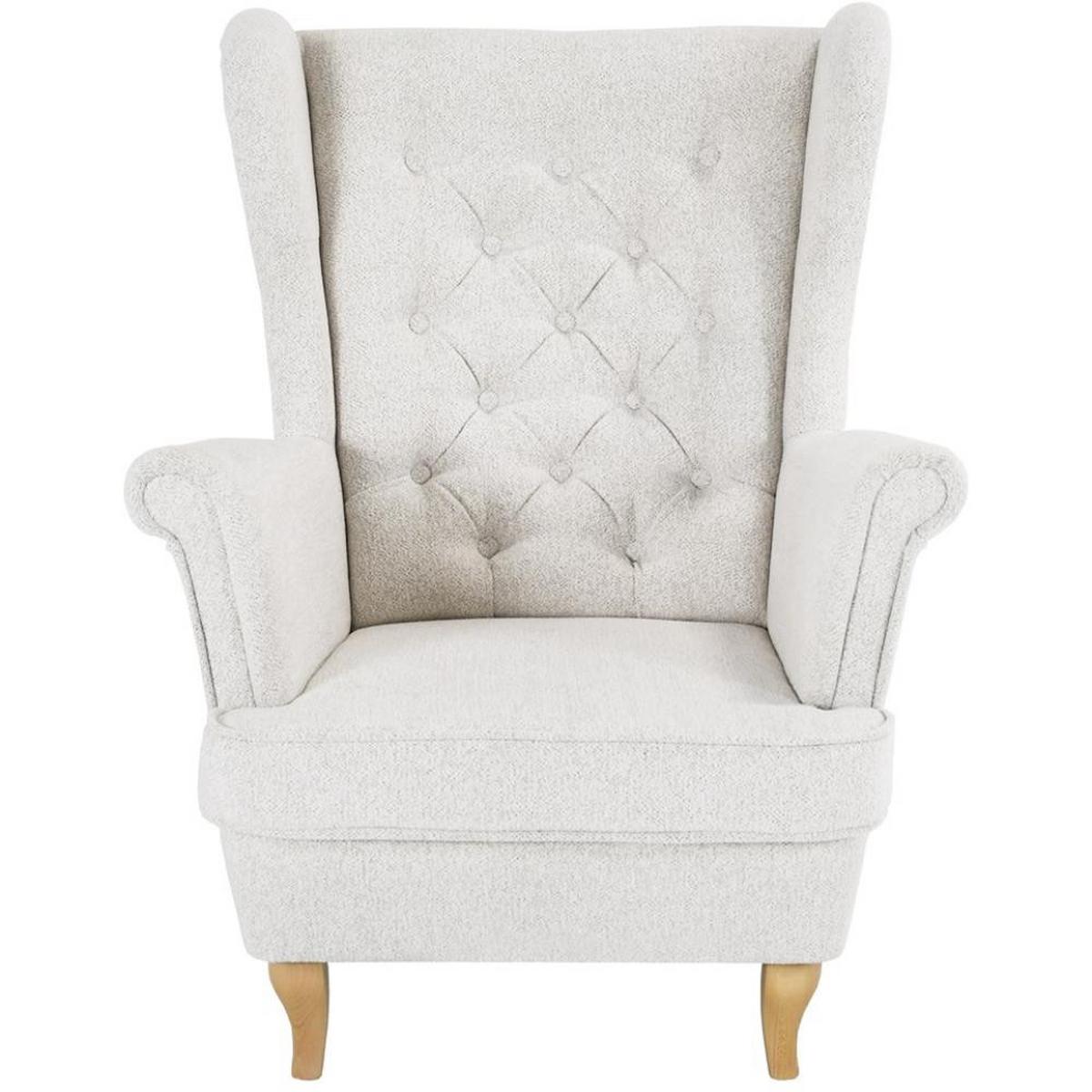 CHESTERFIELD-SESSEL Falco beige mit Buche Holzbeinen - Beige, Holz/Textil (82/102/92cm) - Beautysofa