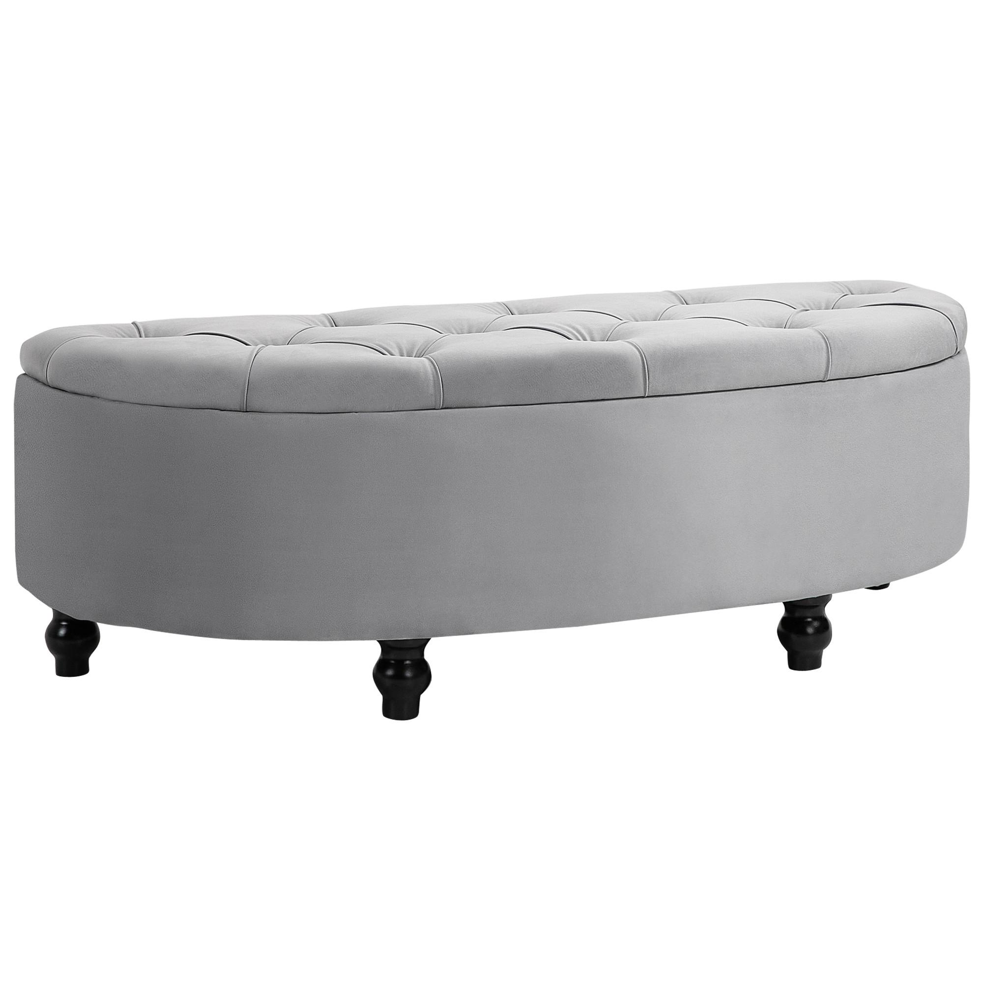 TRUHENBANK Velvet-Touch Grau - Schwarz/Grau, Holz/Kunststoff (46/42/120cm) - HOMCOM