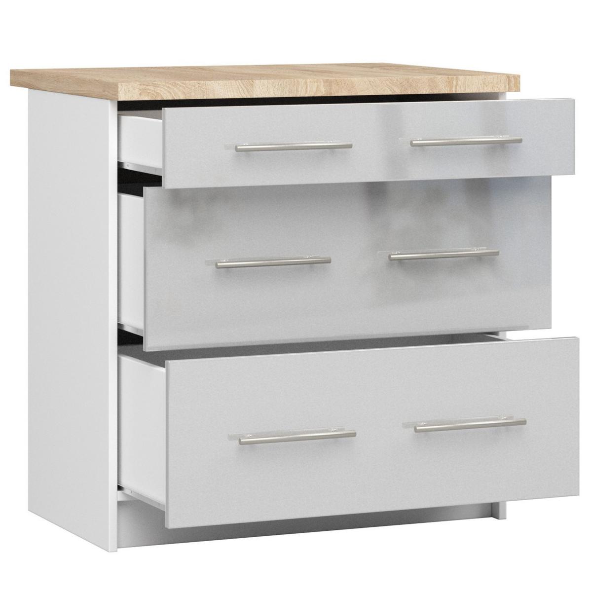 UNTERSCHRANK Weiß, Metallisch Glanz 85/80/46 - Silberfarben/Weiß, Holzwerkstoff (80/85/46cm) - RAUMHIRSCH FURNITURE