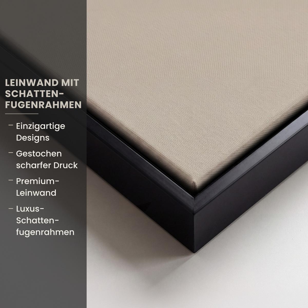 LEINWAND Bilder mit Rahmen - Pampasgras - Federn - Pastell - Weiß - 100x150 - Naturfarben, Textil (100/150cm) - MuchoWow