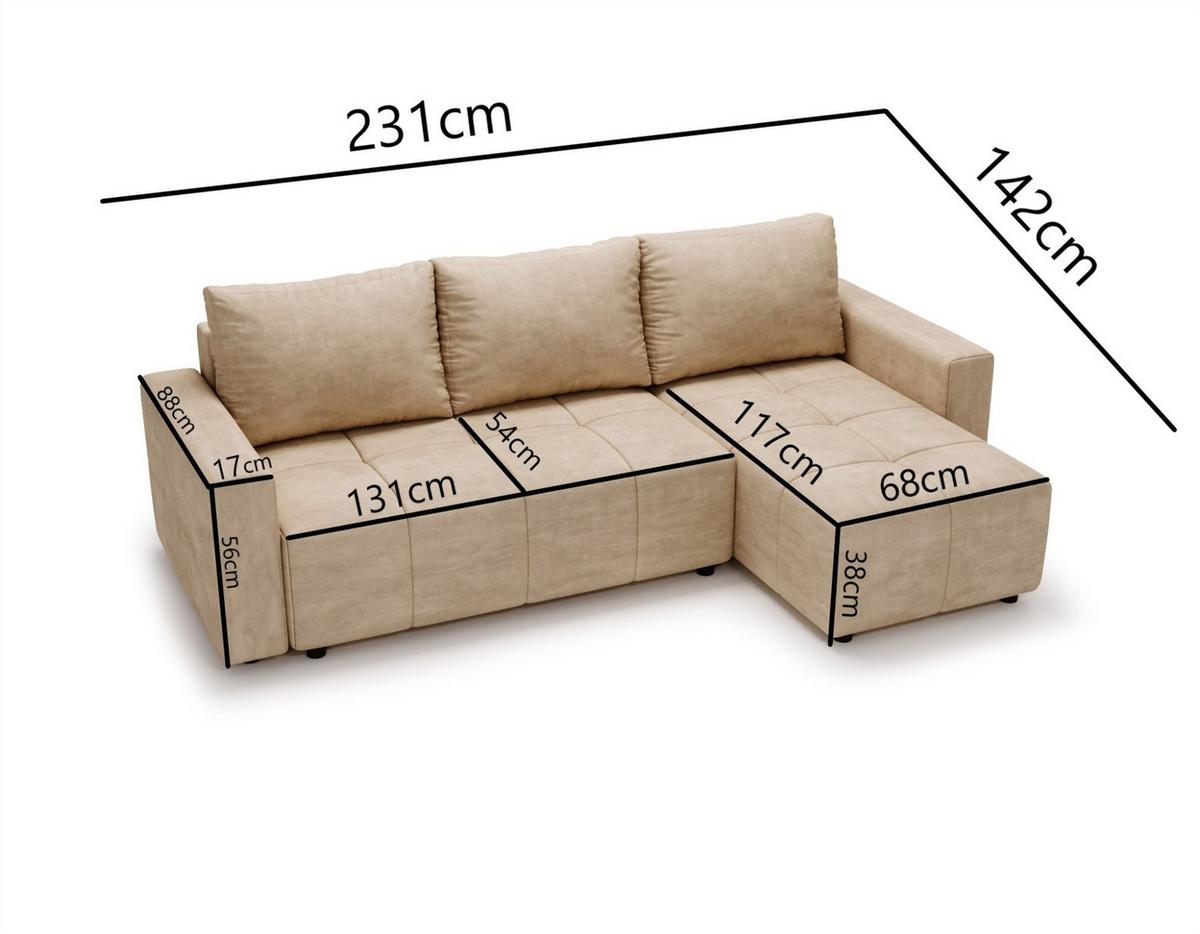 ECKSOFA Noha In Now Or Never - Creme, Holzwerkstoff/Textil (231/142cm) - Fun Möbel