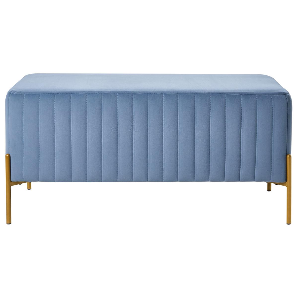 POLSTERBANK Samtstoff Blau Utah - Blau, Textil (91/43/47cm) - Beliani