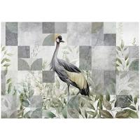 FOTOTAPETE Vogel Blätter Grau 368x254 cm - Multicolor, Textil (368/254cm) - Wallarena