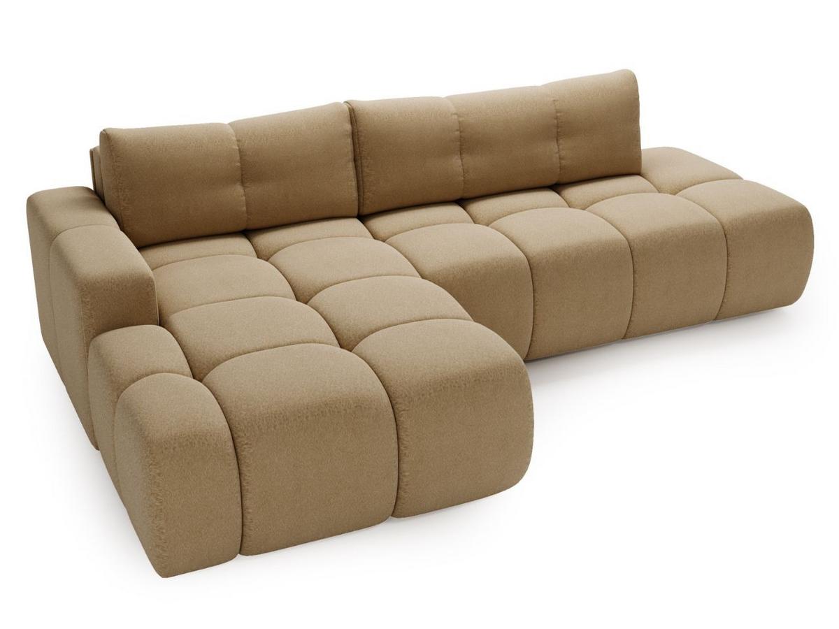 ECKSOFA Montero Bouclé-Stoff Hellbraun Rechts - Hellbraun, Holz/Textil (280/177cm) - Graingold