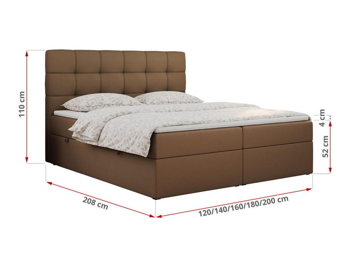 BOXBETT ERNI 160/200 - Braun Kunstleder - H3 - Braun, Holz/Textil (160/200cm) - MKS