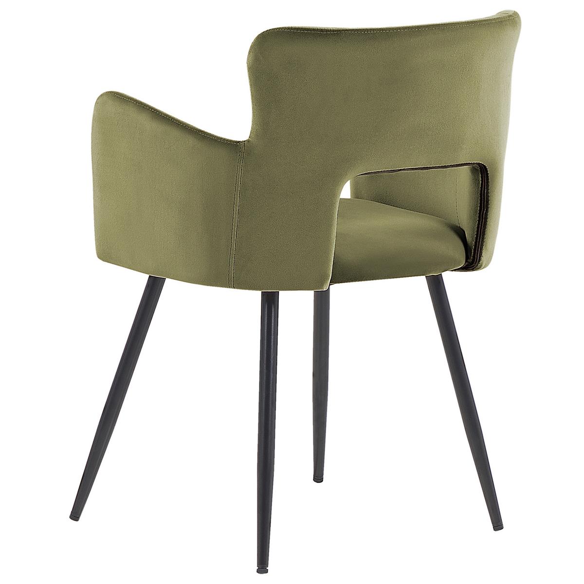 ESSZIMMERSTUHL 2er-Set Samtstoff Olivgrün Sanilac - Olivgrün, Textil/Metall (52/75/44cm) - Beliani
