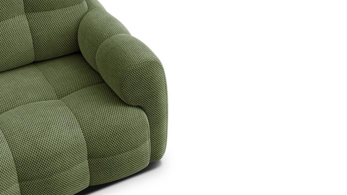 SOFA MELLOW 2-Sitzer, olive - Schwarz/Grün, Holz/Textil (153/87/98cm) - Wozimo