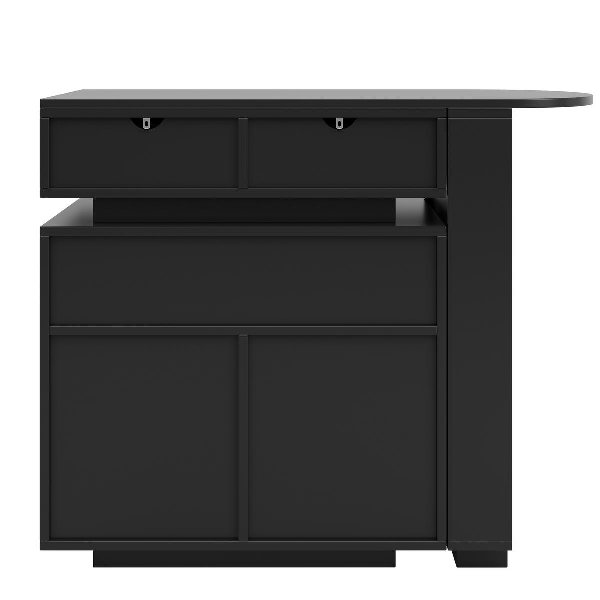 BARTISCH mit küchenbuffet in schwarz, 360° drehbar & led-beleuchtung - Schwarz, Holzwerkstoff (40/183/90cm) - Urban Meuble