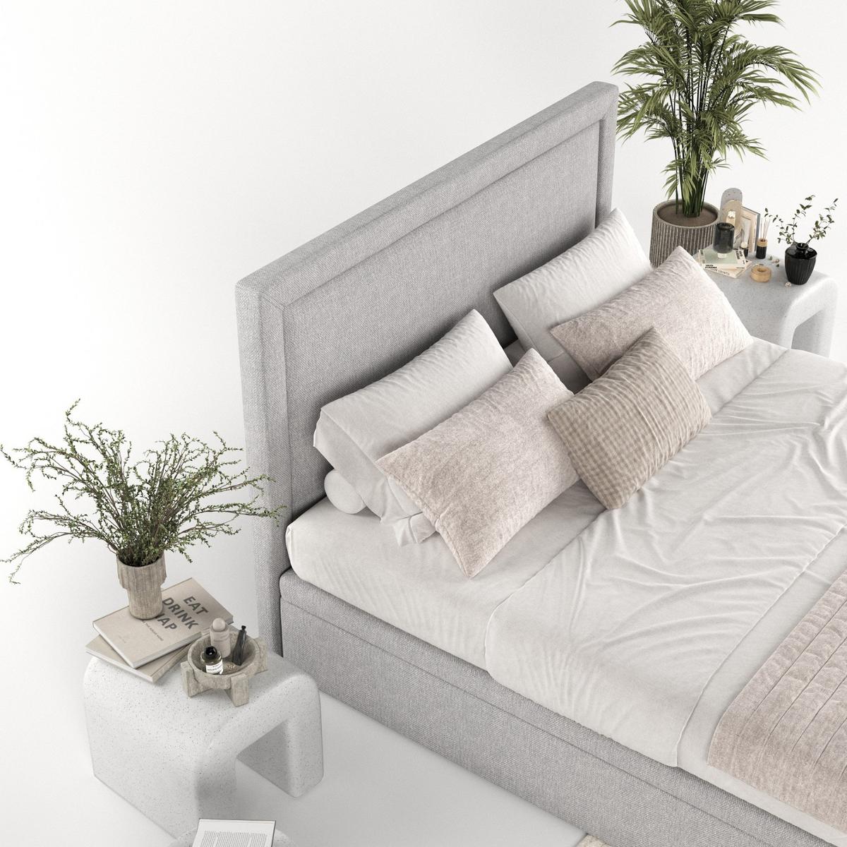 POLSTERBETT Salma mit Stauraum 160/200 cm Grau im Megan Stoff - Schwarz/Grau, Holz/Holzwerkstoff (160/200cm) - AltaBeds