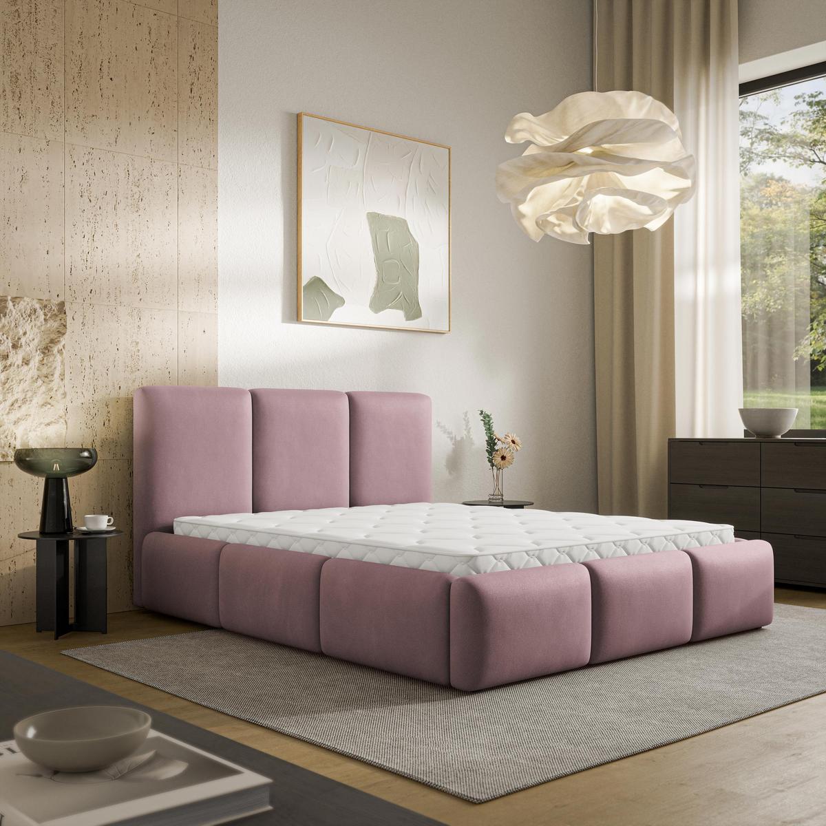 POLSTERBETT ARSIL 200x200 cm mit Bettkästen - Rosa - Rosa, Holz/Textil (200/200cm) - MASSENO