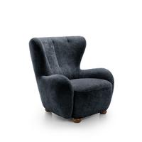 SESSEL MIST, Polstersessel Klassisch Loungesessel, Chenille-Stoff Schwarz - Schwarz, Holz/Holzwerkstoff (88/91/100cm) - MASSENO