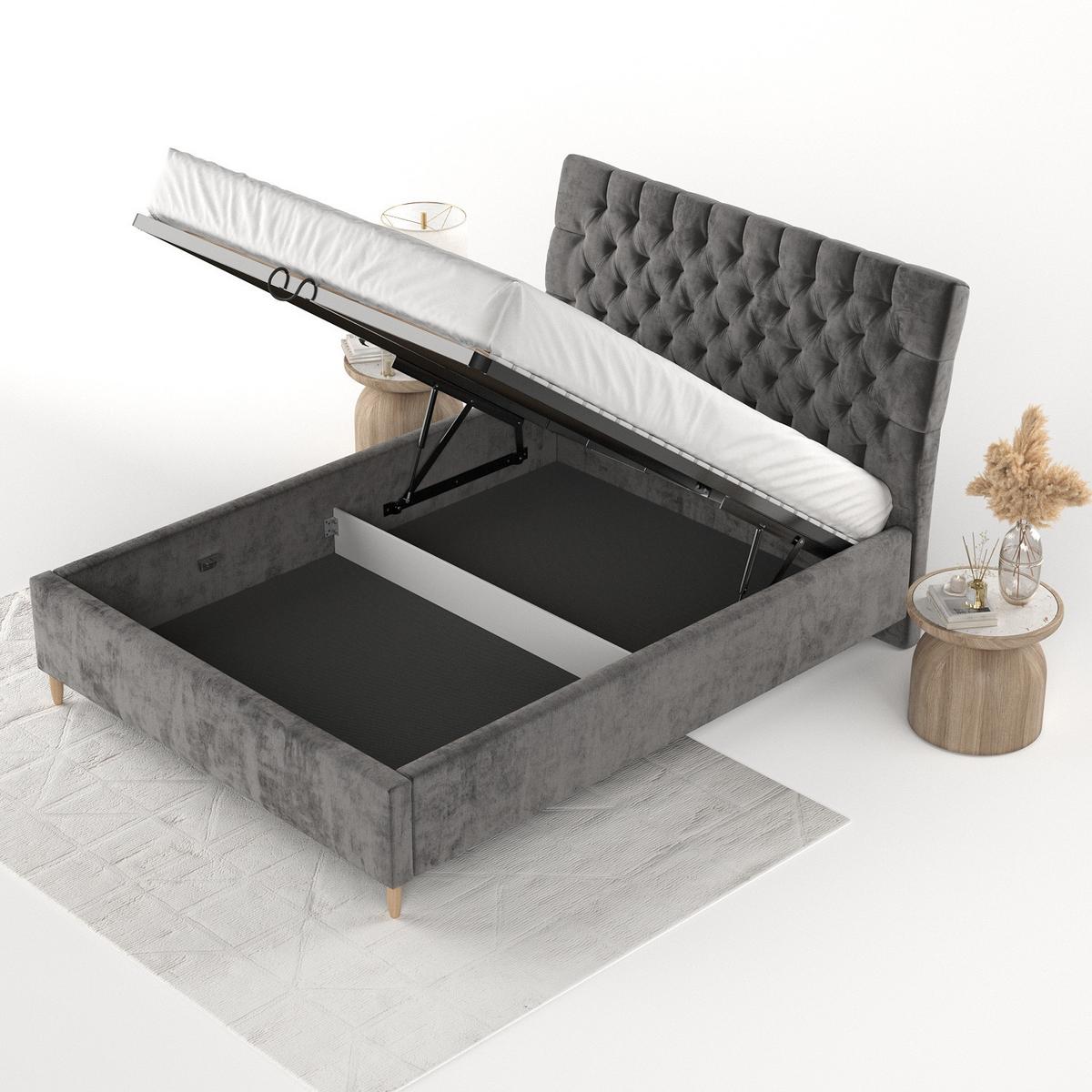 POLSTERBETT Lira 120/200 cm Anthrazit im Lotta Stoff - Anthrazit/Naturfarben, Holz/Holzwerkstoff (120/200cm) - AltaBeds