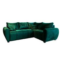 ECKSOFA MADISON L R-S Grün Plüsch-Stoff mit Schlaffunktion - Schwarz/Grün, Holz/Kunststoff (235/175cm) - MASSENO