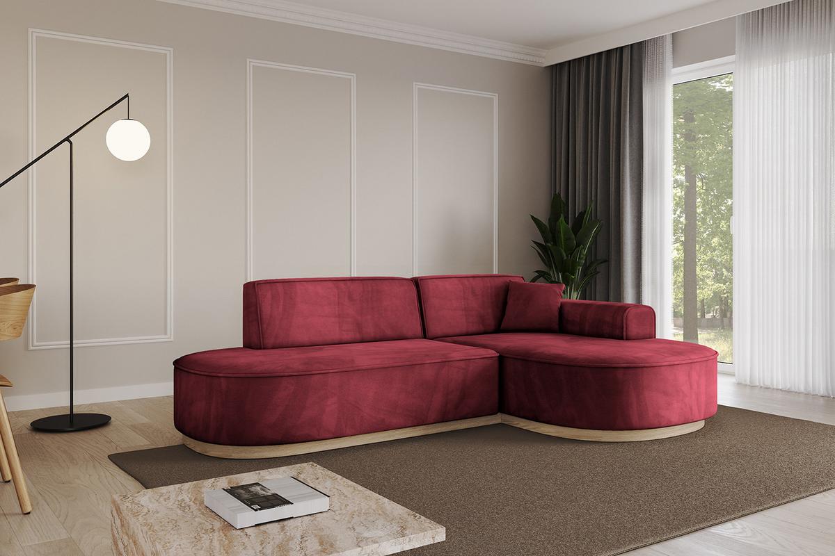 ECKSOFA Ottomane Rechts MARI-L1-v1 - 243x171x83 cm Bordeaux Velours - Bordeaux, Holzwerkstoff/Textil (171/243cm) - ALTDECOR