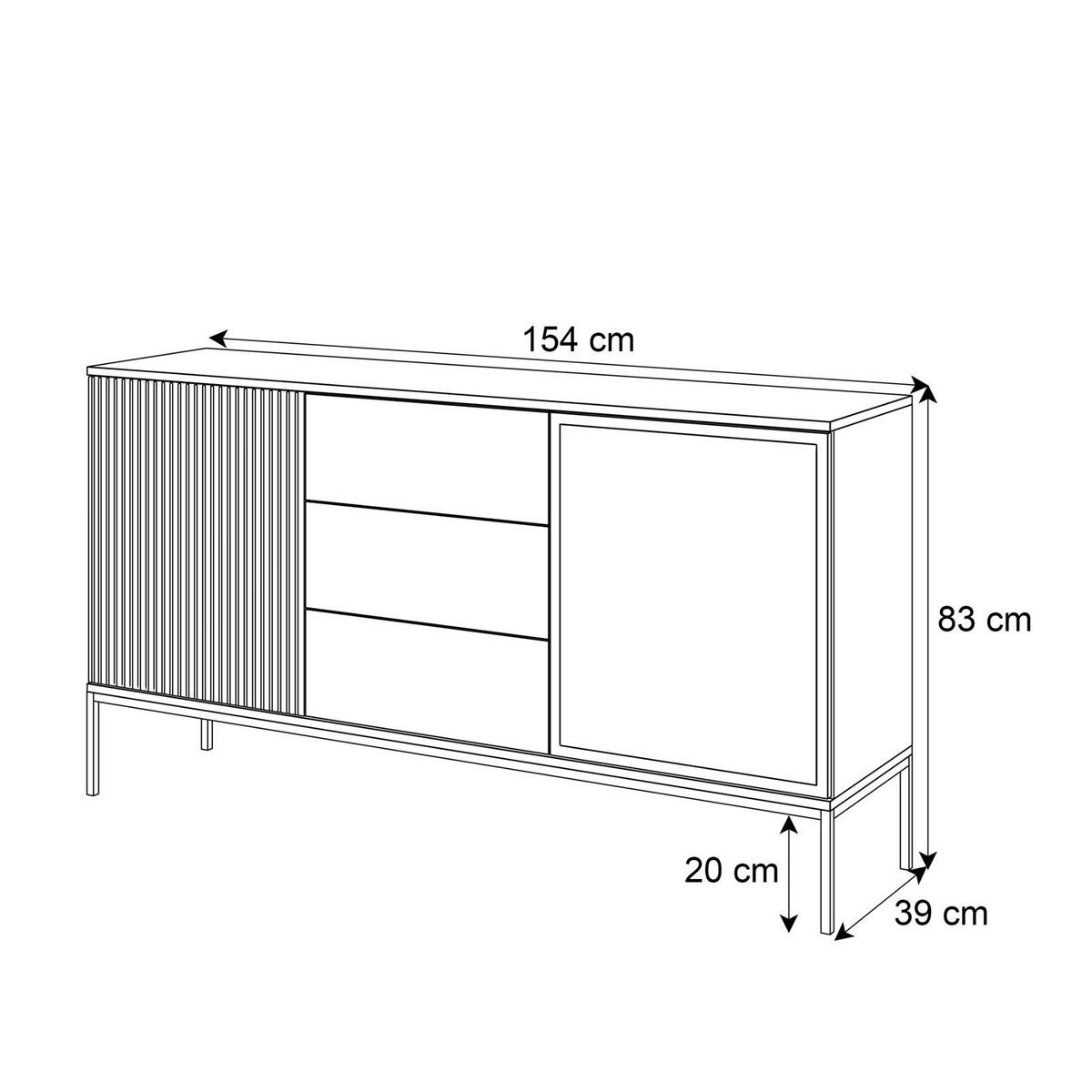 SIDEBOARD ECLIPSE KSZ154 mit Schubladen und Beleuchtung,Schwarz Eiche Wotan - Eiche Wotan, Holzwerkstoff (154/83/39cm) - Lookway