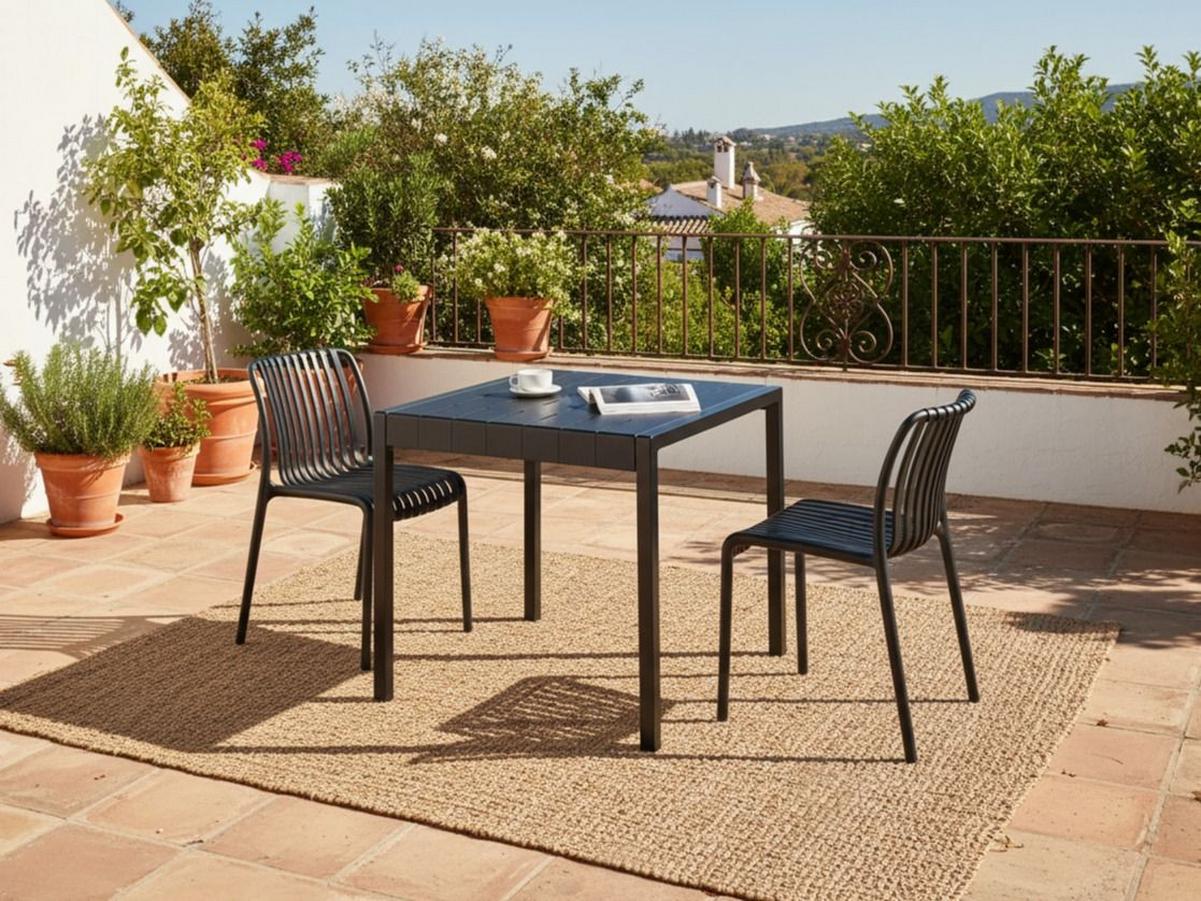 GARTENTISCH 81/84 cm Schwarz Bartica - Schwarz, Kunststoff (81/84/77cm) - Beliani