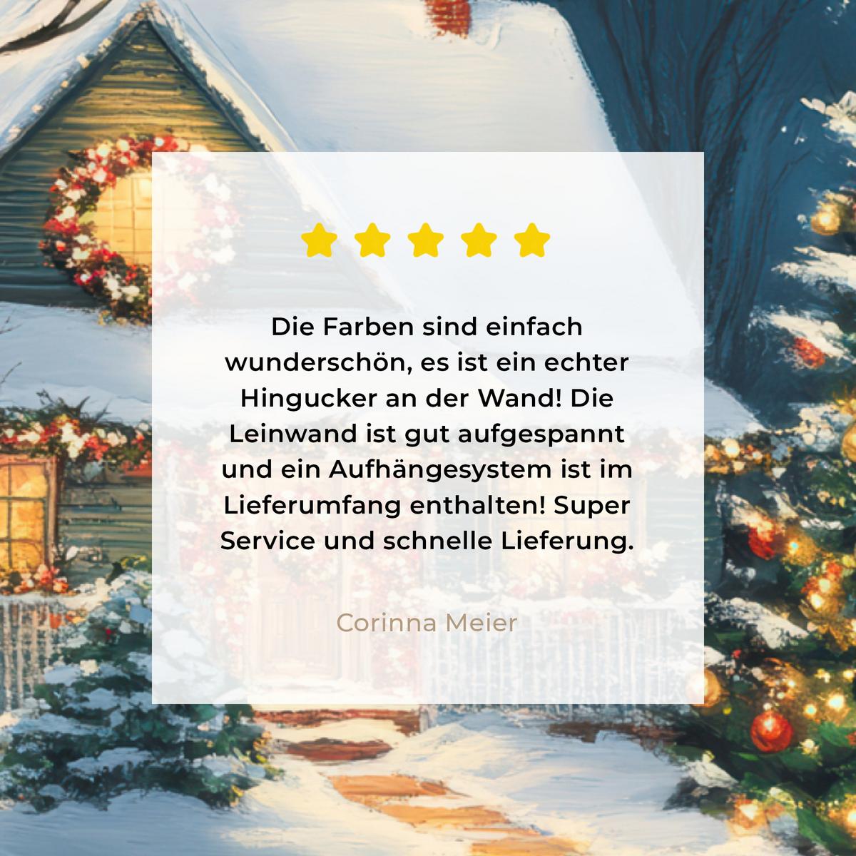 LEINWANDBILD Weihnachten - Weihnachtsbaum - Winter - Zuhause - Schnee Wandbild 40x30 cm - Smaragdgrün, Textil (40/30cm) - MuchoWow