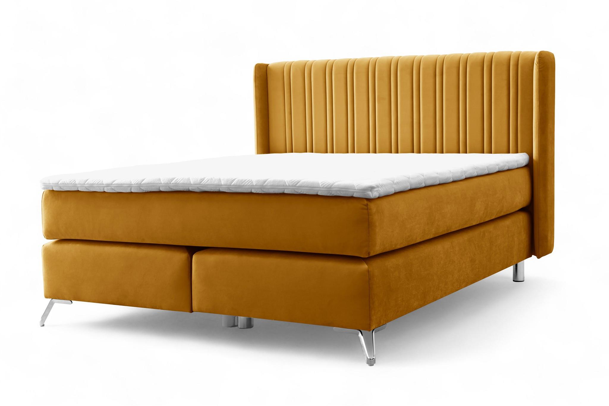 BOXSPRINGBETT Agnus - Gelb, Holzwerkstoff/Textil (120/200cm) - Fun Möbel