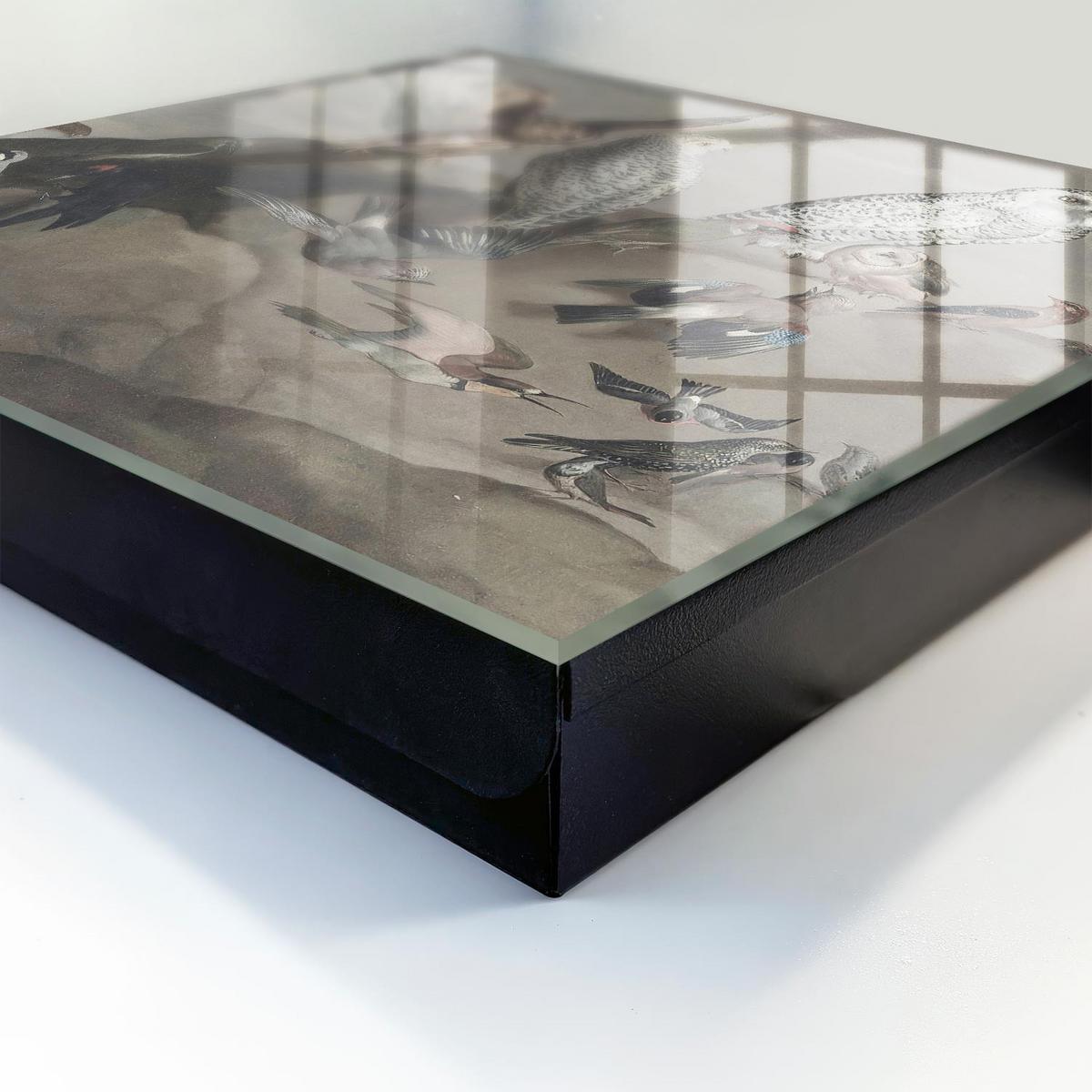 SCHLÜSSELBOX Schwarz 30x30 cm- Türöffnung nach rechts - Vögel auf einem Felsen - Grau, Metall (30/30/5cm) - TULUP