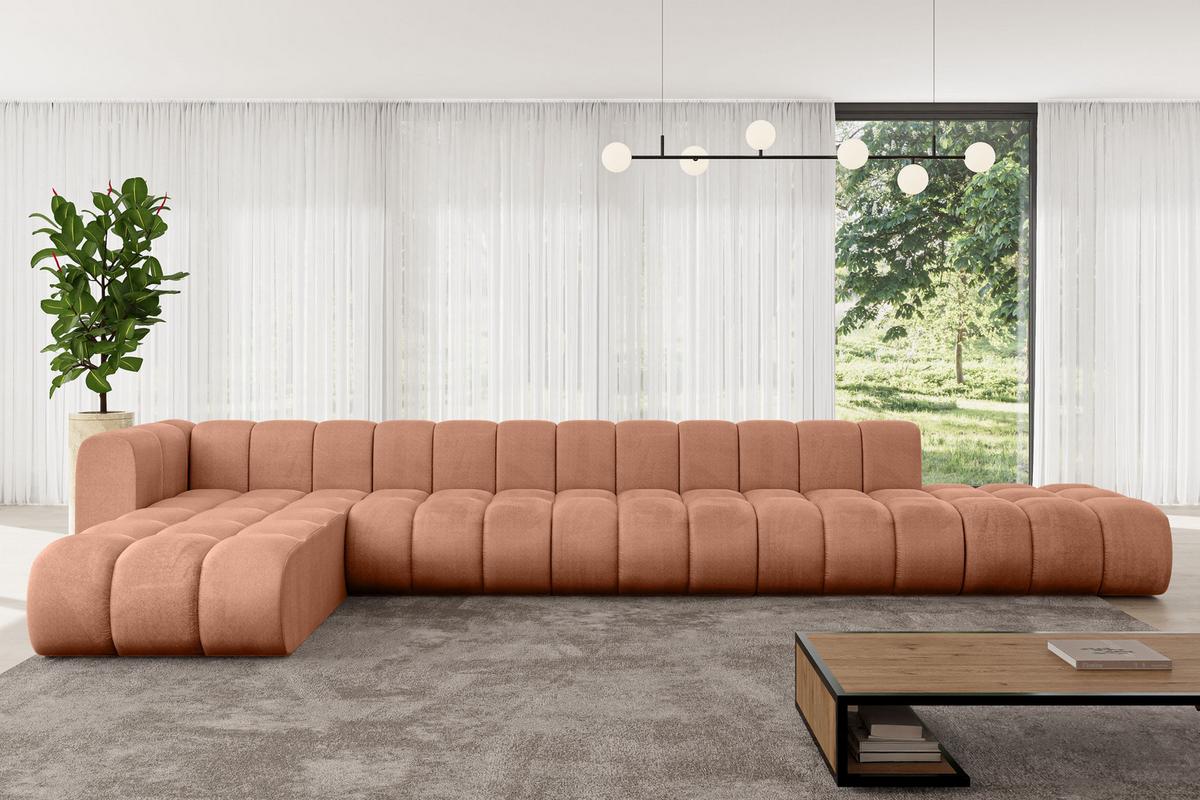 ECKSOFA modulares Sofa Zuvon-L3 - 478x177x70 cm Apricot - Koralle, Holzwerkstoff/Textil (478/177cm) - ALTDECOR