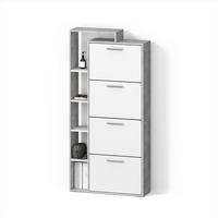 SCHUHKIPPER Ortello Weiß/Beton 80 x 166.1 cm mit 4 Fächern - Weiß/Grau, Holzwerkstoff (80/166.1/24.2cm) - Livinity®