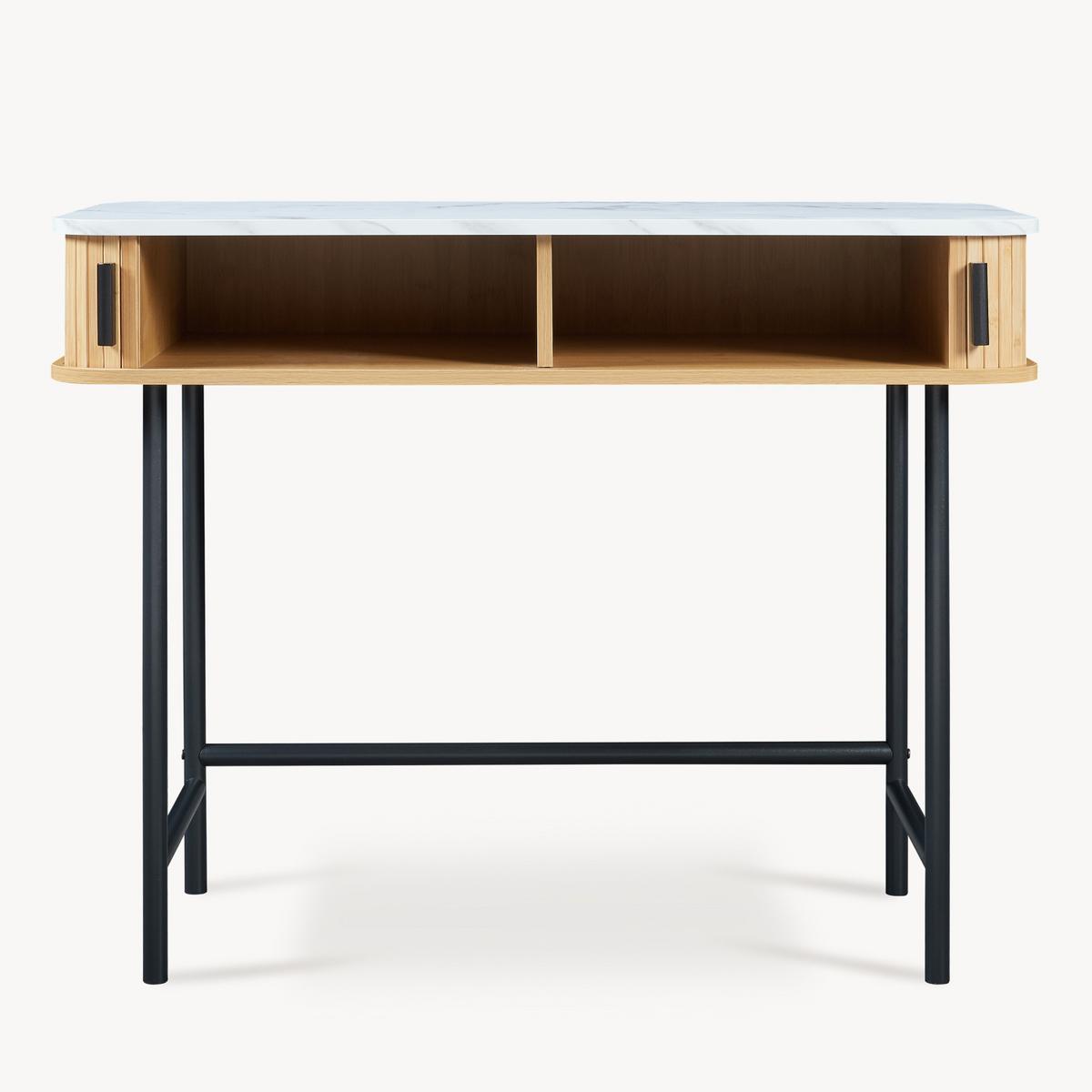 KONSOLENTISCH Tvedestrand - Schwarz/Weiß, Holzwerkstoff/Metall (50/100/76cm) - [en.casa]