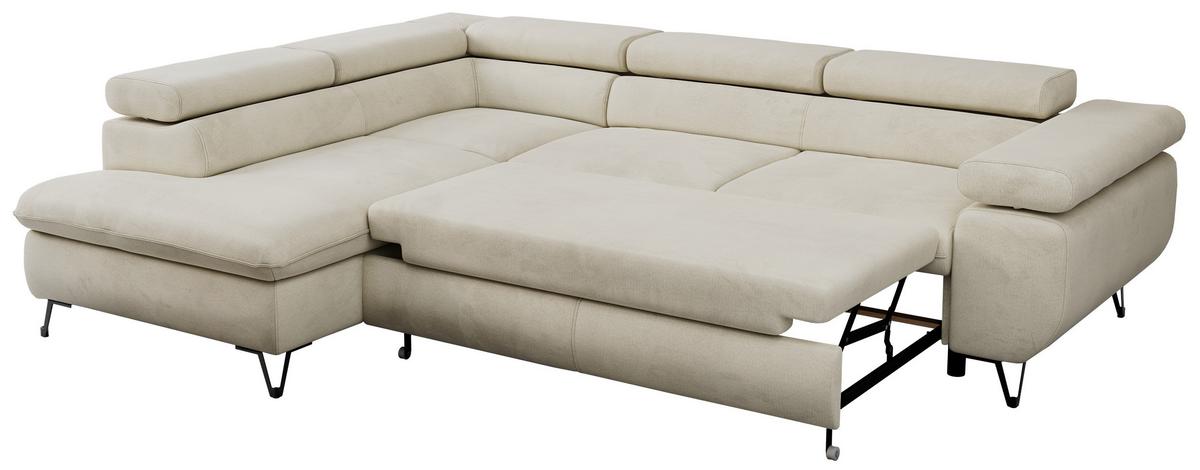 ECKSOFA PEDRO L Beige Velvet - Links Seite - Beige/Schwarz, Textil/Metall (208/273cm) - MKS