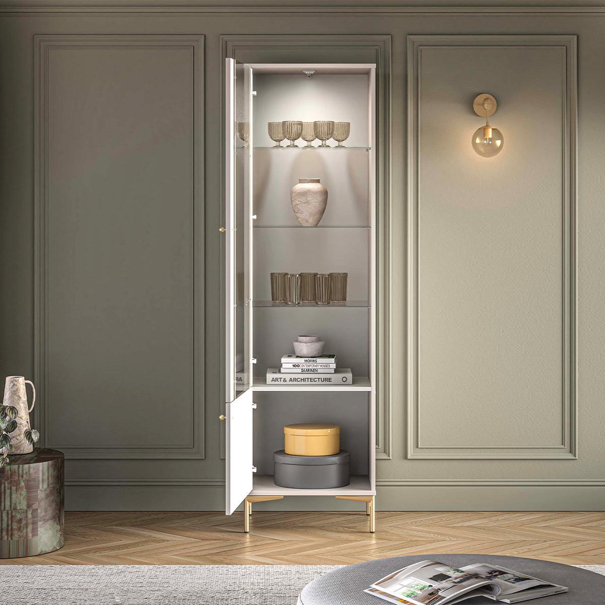 VITRINE Sélène Kaschmir - Kaschmir, Holzwerkstoff (54/190/40cm) - Petits-meubles