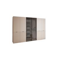 KLEIDERSCHRANK SANDBOX 300 303/49/200 cm Sandbeige / Sandbeige + schwarzes Glas mit LED ohne Zusatzböden - Sandfarben/Schwarz, Holzwerkstoff/Kunststoff (303/200/49cm) - Lookway