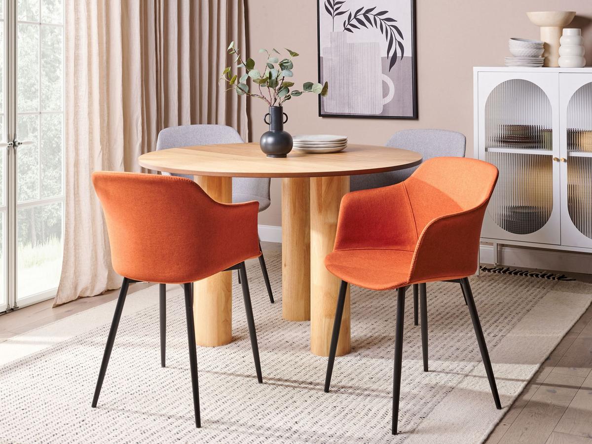 ESSZIMMERSTUHL 2er-Set orange/schwarz Elim - Schwarz/Orange, Textil (59/82/45cm) - Beliani