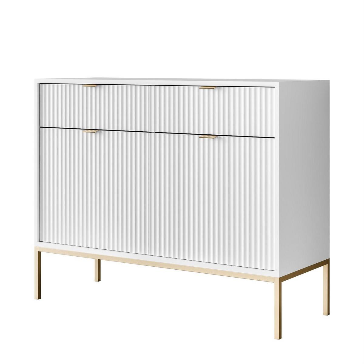 SIDEBOARD CORTADO GOLD KSZ104 MIT SCHUBLADEN WEISS - Weiß, Holzwerkstoff (104/83/39cm) - Lookway