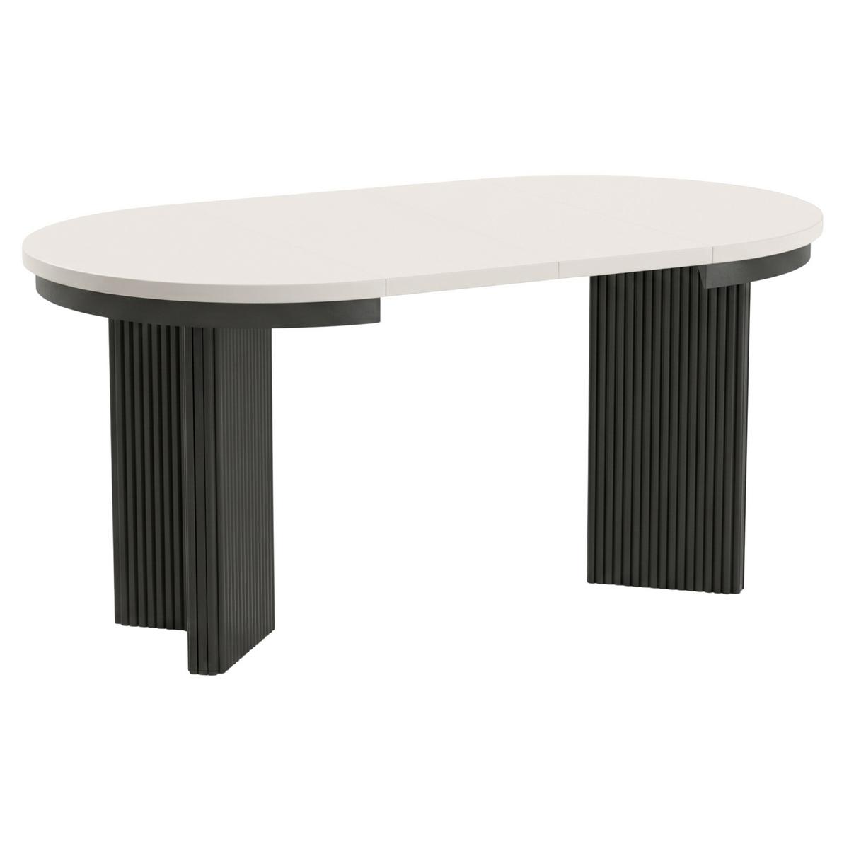 ESSTISCH Prestige runder Design-Tisch, ausziehbar Ø 100–180 cm, Kaschmir+Schwarz - Kaschmir/Schwarz, Metall (100/100/77cm) - Beautysofa