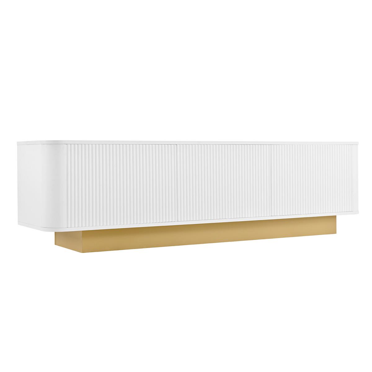 TV LOWBOARD weiß modern 3 türen kabelmanagement - Weiß, Holzwerkstoff (170/47/40.5cm) - Urban Meuble