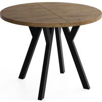 ESSTISCH Vero rund ausziehbar verlängerbar, Eiche Braun Rustikal 100-200/100/77 cm - Alteiche/Schwarz, Holz/Holzwerkstoff (100/200/77cm) - WFL GROUP