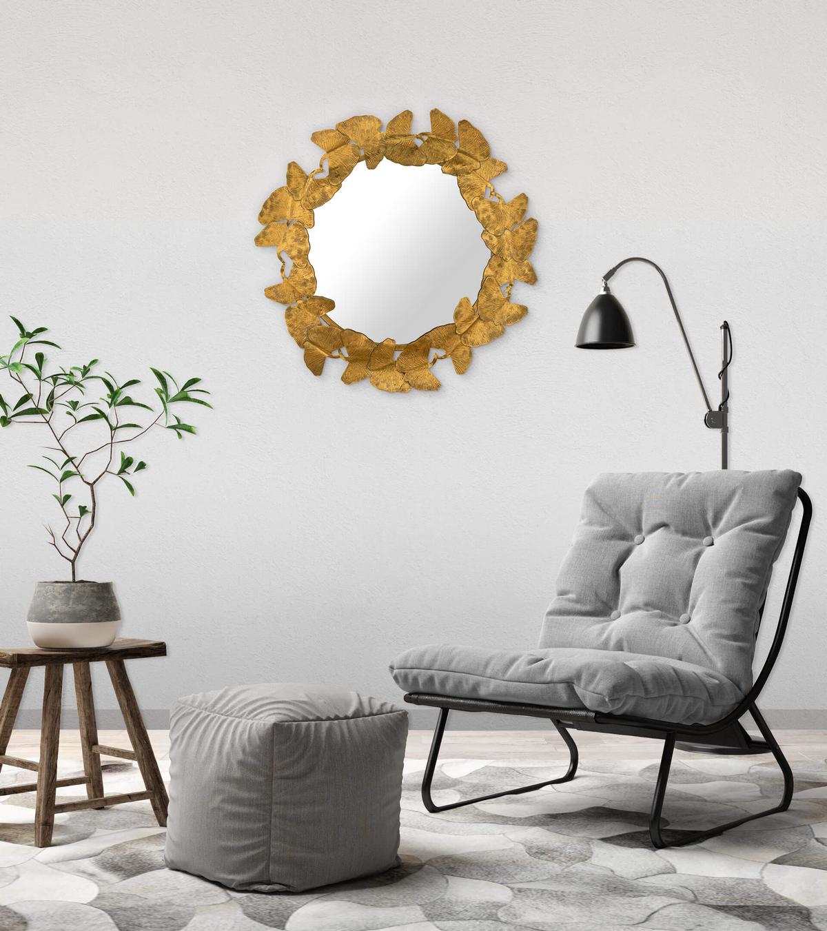WANDSPIEGEL Gold 80/80 cm - Goldfarben, Metall (10.5/80/5cm) - KUNSTLOFT